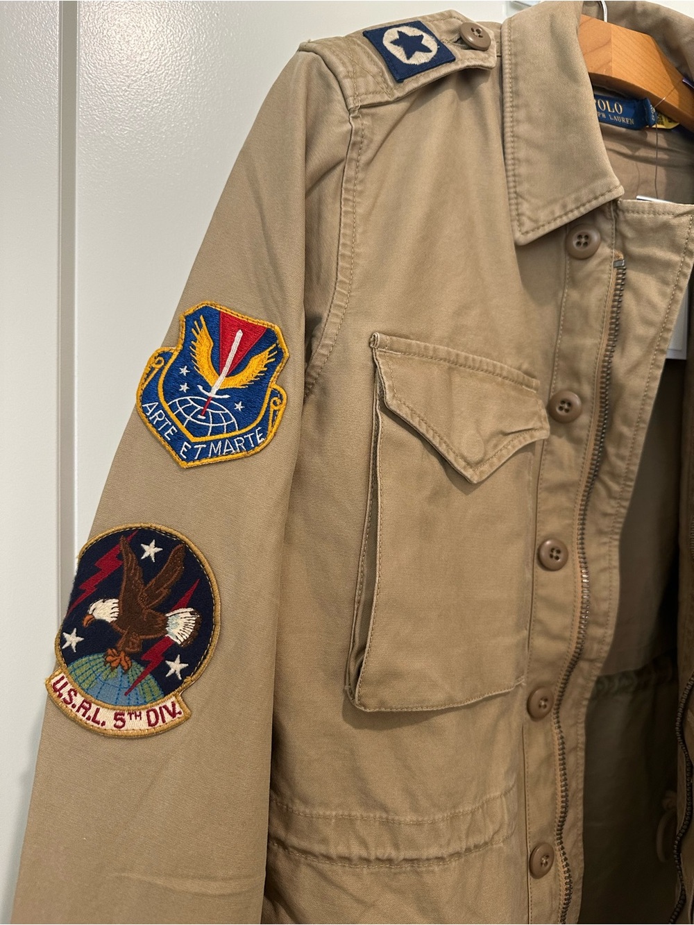 Polo Ralph Lauren M-65 Field Jacket With Patches, Flag Khaki XS Brand New Rare! - Picture 2 of 10
